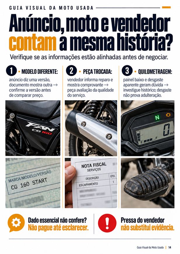 Página do guia: anúncio, moto e vendedor contam a mesma história?